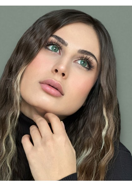 FRESHSHOW Luxury Cool Green / Hareli Renkli Yeşil Göz Kirpik Lens / Yıllık 1 Adet fiyatları