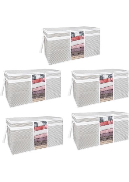 5 Adet Pencereli Yastık Hurcu 75X40X40 cm - Gri (4764)