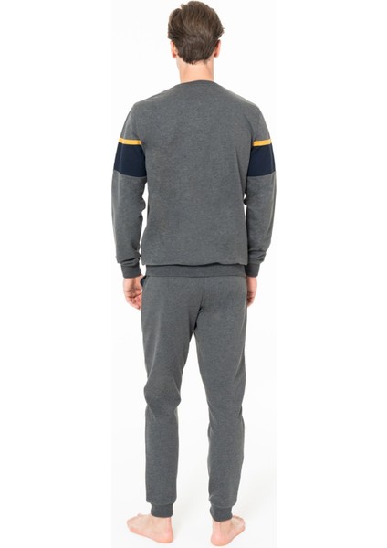 U.s Polo Assn. 18936 Erkek Uzun Kollu Bisiklet Yaka Paçası Bantlı Rahat Ev Giyim-Antrasitmelanj fırsatları