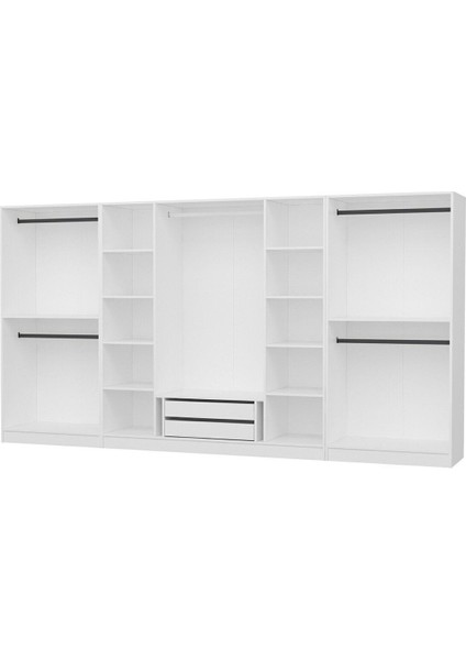 Kale Beyaz 8 Bölmeli 2 Çekmeceli Kapaksız Suntalam Modern Banyo Dolabı 190 cm – Geniş Depolama Alanı