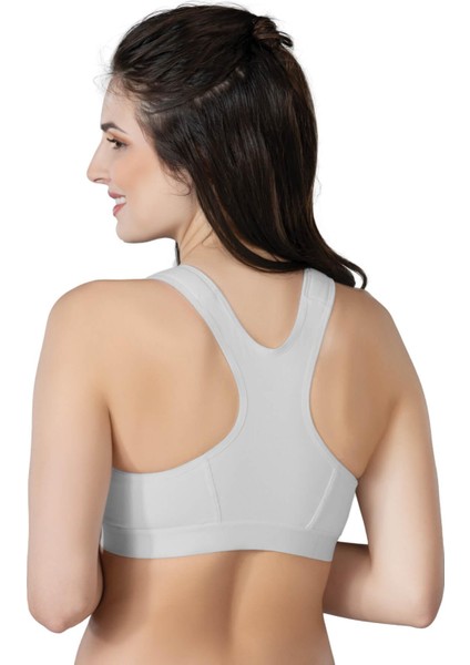 Gri Mı 184B Önden Fermuarlı Sporcu Penye Sütyen-80