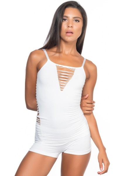 BEYAZ MI Emay 5037 İp Askılı Fantazi Atlet Korse