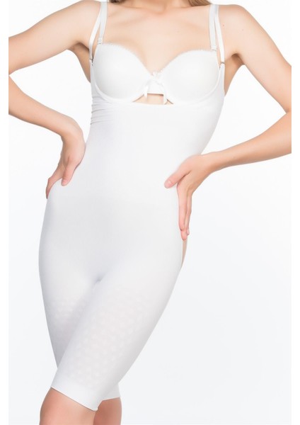 BEYAZ MI Emay 2038 Popo ve Göğsü Açık Paçalı Boy Korse fırsatları