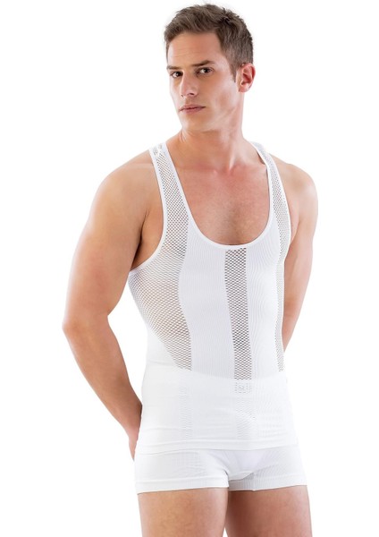 BEYAZ MI Emay E1009 Fileli Erkek Korse Atlet