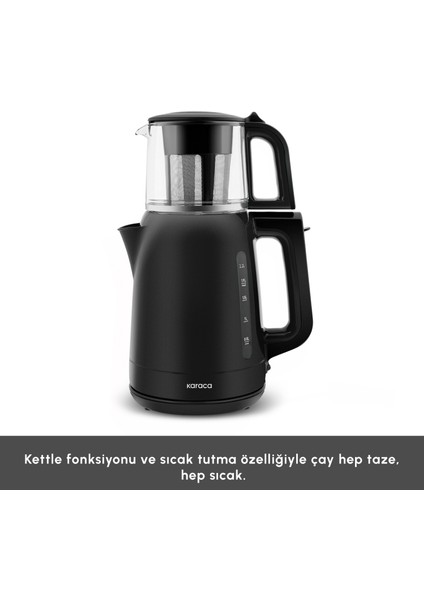 Mega Tea 1501 Cam Çay Makinesi Black 1500 W