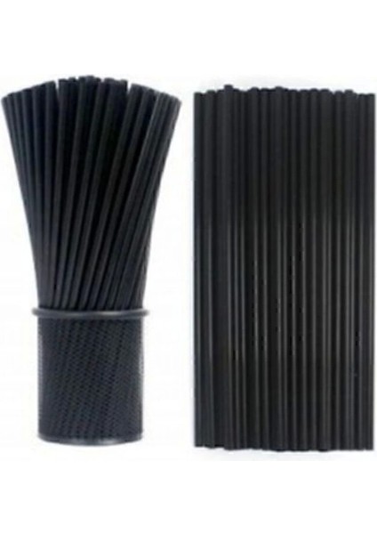 Siyah Plastik Pipet 22 cm x 7 mm 100'lü Paket – Düz ve Desensiz, Parti ile Kokteyl Sunumlarına Uygun fiyatları