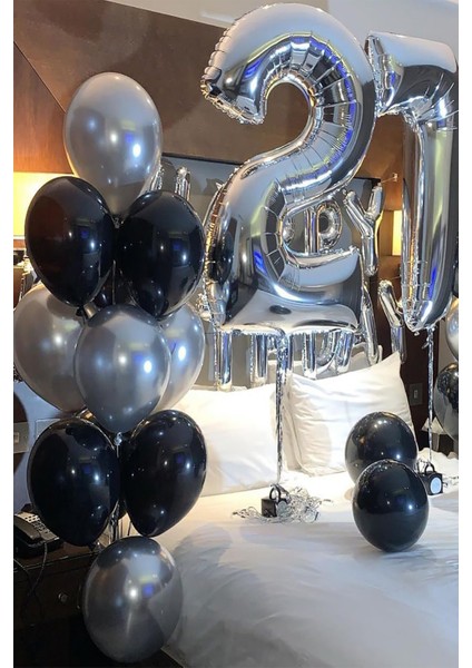 25'li Metalik Sedefli Siyah ve Gümüş Karışık Helyum Balon Seti – Parti, Doğum Günü ve Kutlamalar İçin fırsatları