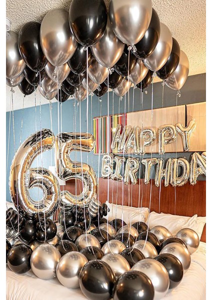 25'li Metalik Sedefli Siyah ve Gümüş Karışık Helyum Balon Seti – Parti, Doğum Günü ve Kutlamalar İçin indirimleri
