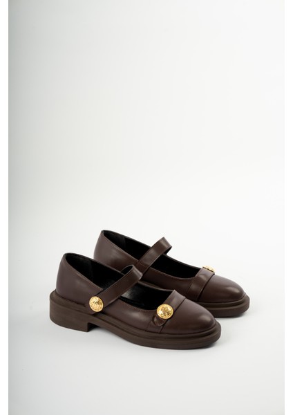 Mirora Gold Aksesuar Detaylı Tek Cırtlı Ortopedik Kadın Loafer- Acı Kahve fiyatları