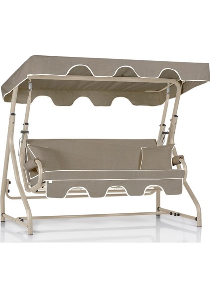 Olea 3 Kişilik Bahçe Balkon Teras Salıncağı - Kum Rengi / Panayır Krem