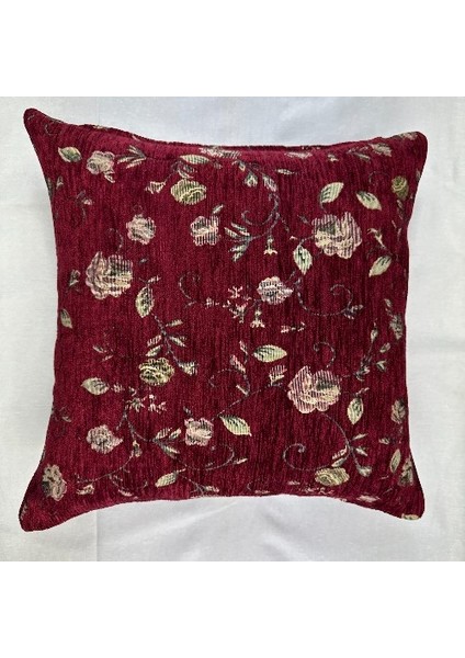Çiçek Desenli Yastık Kılıfı Çift Taraflı Goblen Kumaş Kapalı Fermuarlı Kırlent 4'lü 40X40