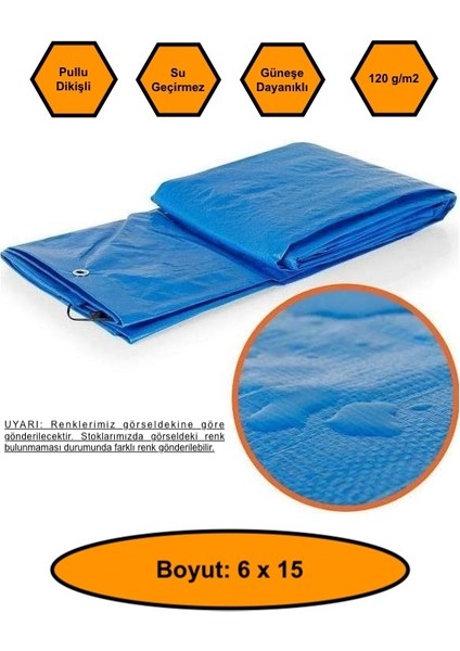 Ebatlı Çadır Branda, 120 Gr/m2 Su Geçirmez, Kamyon Saman Inşaat Gölgeleme Çadırı 6X15 MRT27