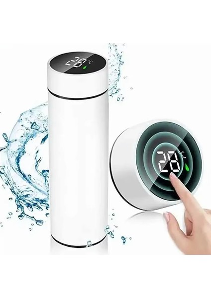 LED Sıcaklık Göstergeli Vakumlu Çelik Termos Bardak 500ML Mug Dijital Termos