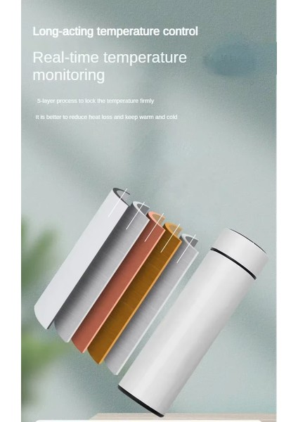 LED Sıcaklık Göstergeli Vakumlu Çelik Termos Bardak 500ML Mug Dijital Termos