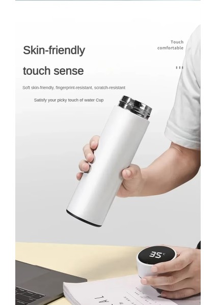 LED Sıcaklık Göstergeli Vakumlu Çelik Termos Bardak 500ML Mug Dijital Termos