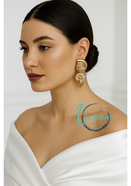 Sarmal Sallantılı Deniz Kabuğu Vintage Küpe fiyatları