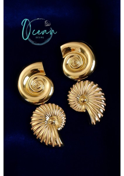 Sarmal Sallantılı Deniz Kabuğu Vintage Küpe modelleri