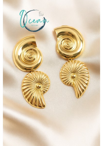 Sarmal Sallantılı Deniz Kabuğu Vintage Küpe fırsatları