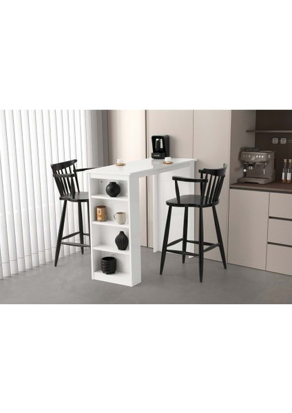 Mobilgen Beyaz 2 Adet Diva Bar Sandalye Forza Bar Masa Takımı