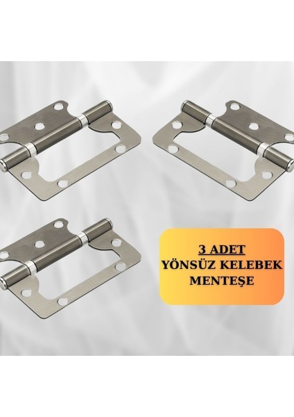 Cerniera Saten 3 ADET kelebek, yönsüz, İç-Dış Mekan Uyumlu Paslanmaz Kapı Menteşesi 100x71x38 mm