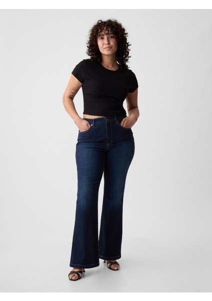 Kadın Koyu Mavi High Rise '70S Flare Jean Pantolon indirimleri