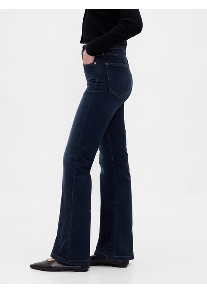 Kadın Koyu Mavi High Rise '70S Flare Jean Pantolon