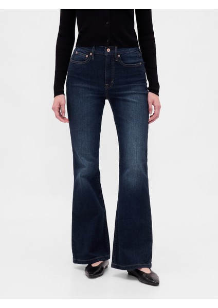 Kadın Koyu Mavi High Rise '70S Flare Jean Pantolon