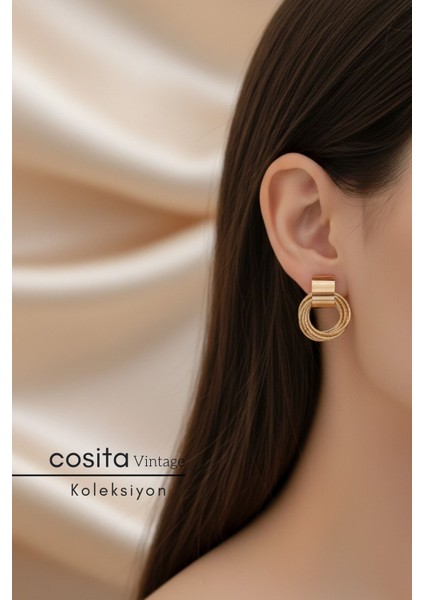 Gold Metal Çoklu Vintage Küpe modelleri
