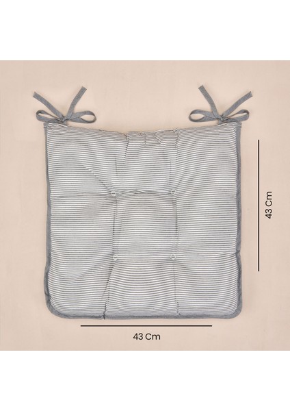 Soft Elegant Curves Ince Çizgili Sandalye Minderi - Ekru / Siyah - 43X43 cm modelleri