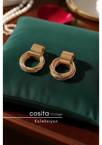 Yellow Gold Metal Çoklu Vintage Küpe indirimleri