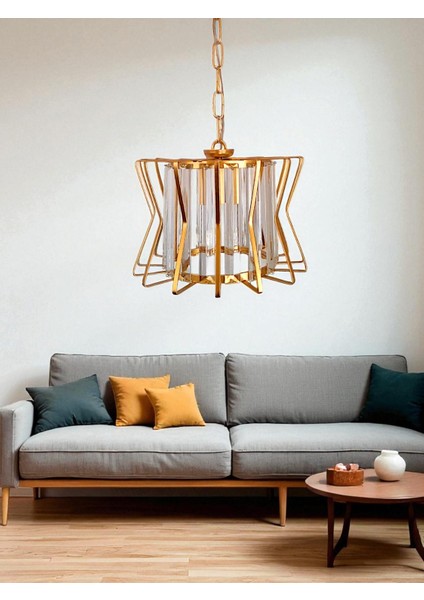 Antik Şeker Tekli Avize – Gold, Kristal Tabut Taşlı, Modern,sarkıt