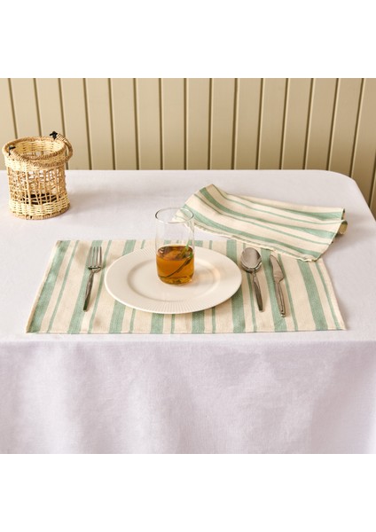 Soft Alno 2'li Amerikan Servis - Ekru / Yeşil - 30X50 cm fırsatları