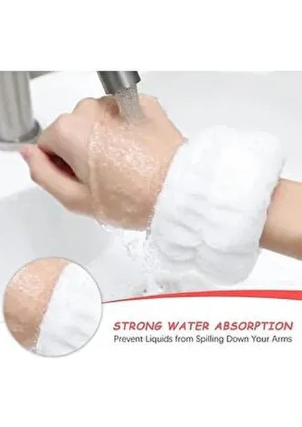 2 Adet Ekstra Soft Su Emici Havlu Bilek - Yuz Yıkama Kol Bandı Sporcu Spa Bileklik (Takım)