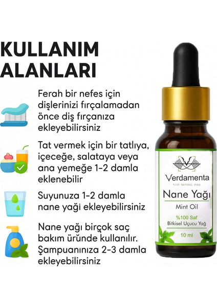 %100 Saf ve Doğal Nane Yağı - 10 ml (Damlalıklı Kapak) modelleri