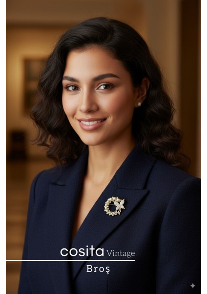 Gold Kadın Sarı Kelebek Tasarımlı İnci ve Zirkon Taşlı Zarif Bijuteri Broş – Şık Aksesuar