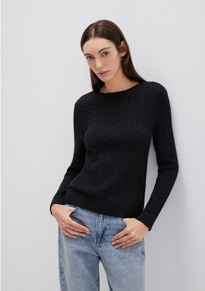 Bisiklet Yaka Siyah Kazak 1710341-900