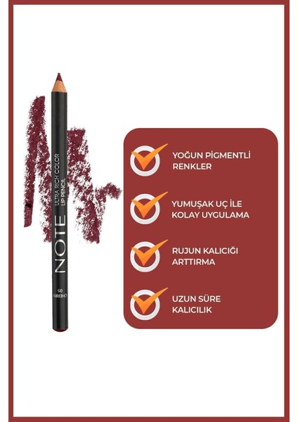Ultra Rich Color 05 Cherry Mor Dudak Kalemi – Yoğun Renkli, Uzun Süre Kalıcı ve Pürüzsüz Uygulama