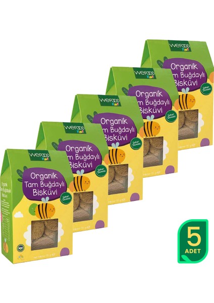 Kids Organik Tam Buğdaylı Bisküvi 55 gr 5'li