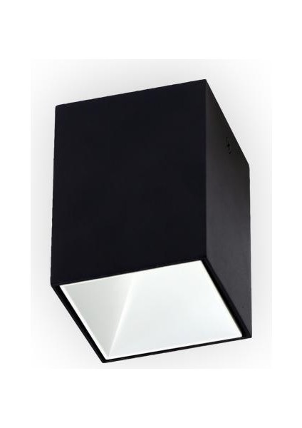 Sıva Üstü Kare Spot Armatür, GU10 Duylu, Siyah Dış, Beyaz İç Kaplama Armatür