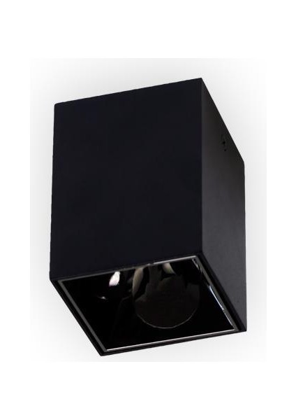 Sıva Üstü Kare Spot Armatür, GU10 Duylu, Siyah Dış Platin İç Kaplama Armatür