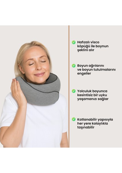 Lacivert Seyahat Boyun Yastığı Visko Hafızalı Kolay Taşınabilir %100 Visco Konforlu Ortopedik indirimleri