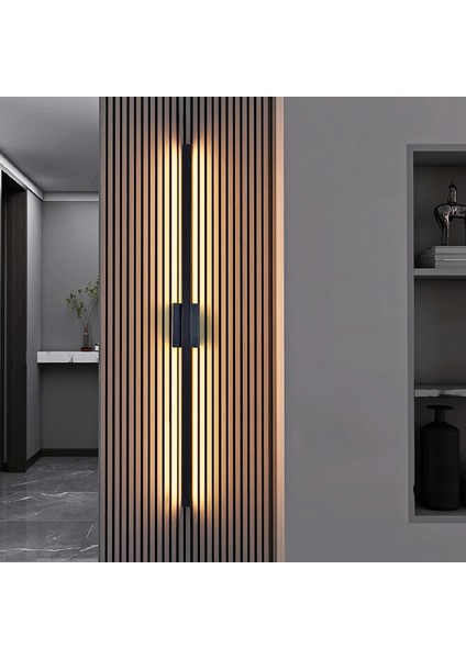 Modern Dekoratif Kılıç Led Duvar Aplik 70 Cm Siyah Profil (Dikdörtgen Rozanslı) 3000K Sarı Işık modelleri