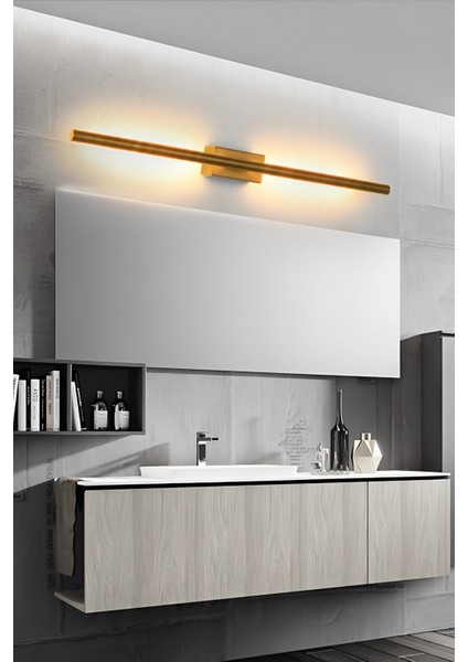Modern Dekoratif Çubuk Led Duvar Aplik 70 Cm Bronz Profil (Dikdörtgen Rozanslı) 3000K Sarı Işık