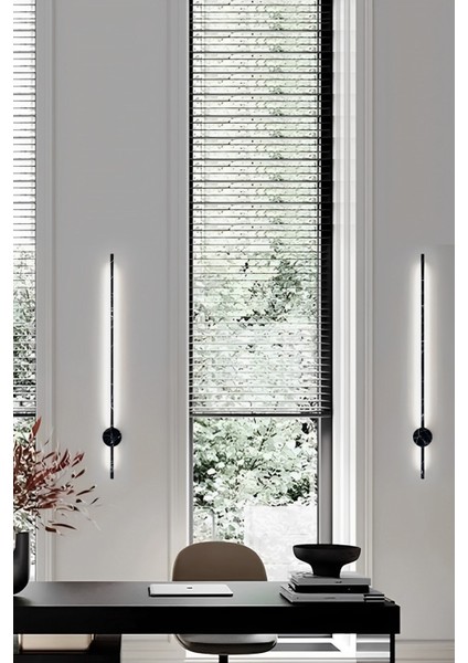 Modern Dekoratif Çubuk Led Duvar Aplik 70 Cm Siyah Mermer Desenli Profil (Yuvarlak Rozanslı) 4000K