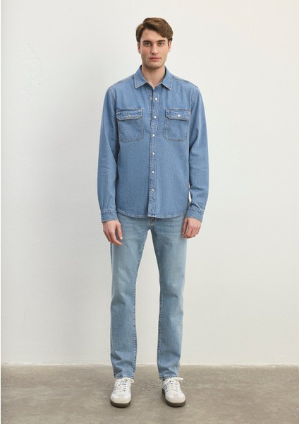Parker Casual Indigo Mavisi Jean Gömlek 021521-86621 fiyatları