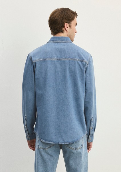Parker Casual Indigo Mavisi Jean Gömlek 021521-86621 modelleri