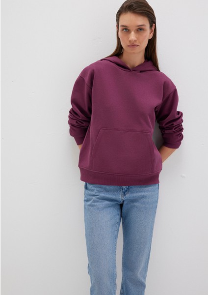 Kapüşonlu Bordo Basic Sweatshirt 167299-70670
