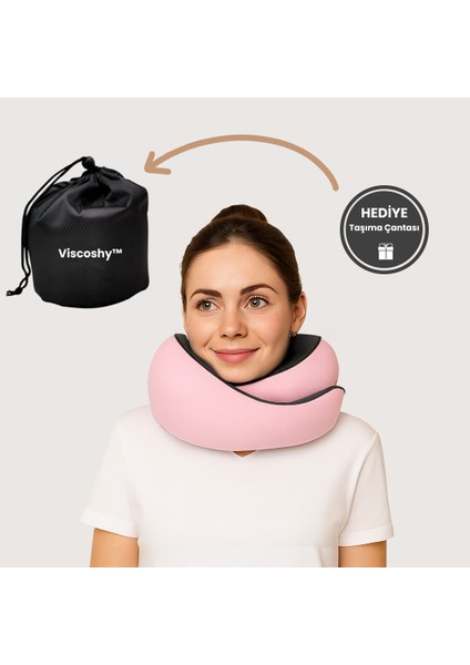 Pembe Seyahat Boyun Yastığı Visko Hafızalı Kolay Taşınabilir %100 Visco Konforlu Ortopedik fiyatları
