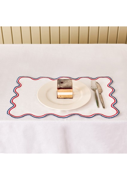 Soft Nonna Amerikan Servis - Mavi / Kırmızı - 30X50 cm