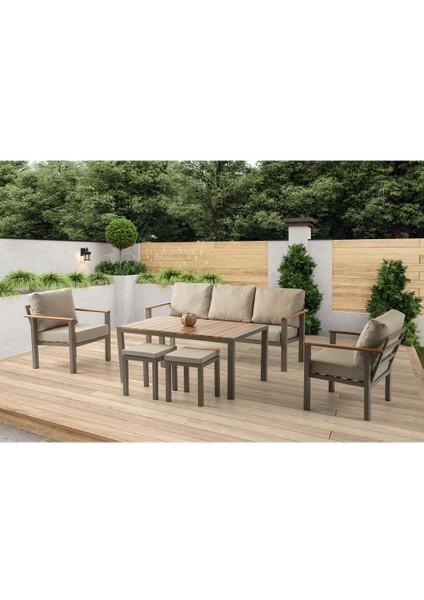 2 Adet Ares Sandalye - Ares Üçlü Bench -Ares Sehpa - 2 Adet Ares Tabure Ares Çay seti